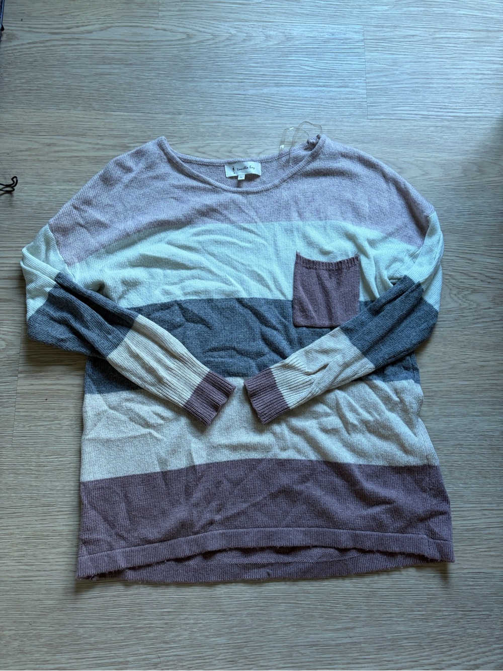 Vanilla Star Striped Crewneck Sweater in Mauve, Cream & Gray